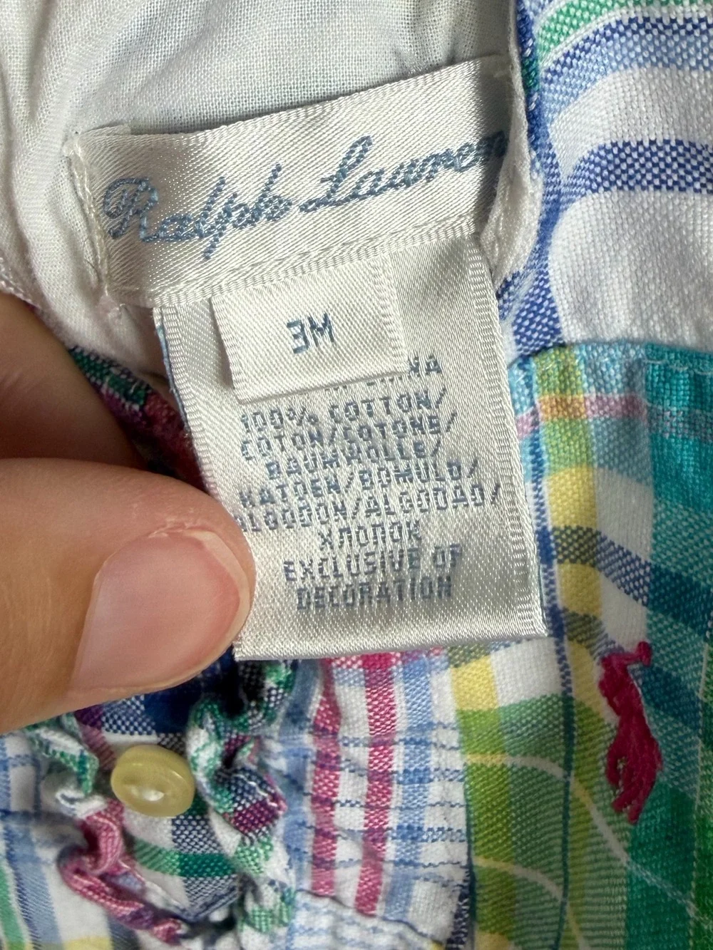 3 month Ralph Lauren Baby Girls Madras Patchwork Dress - LIKE NEW (Retails $70)